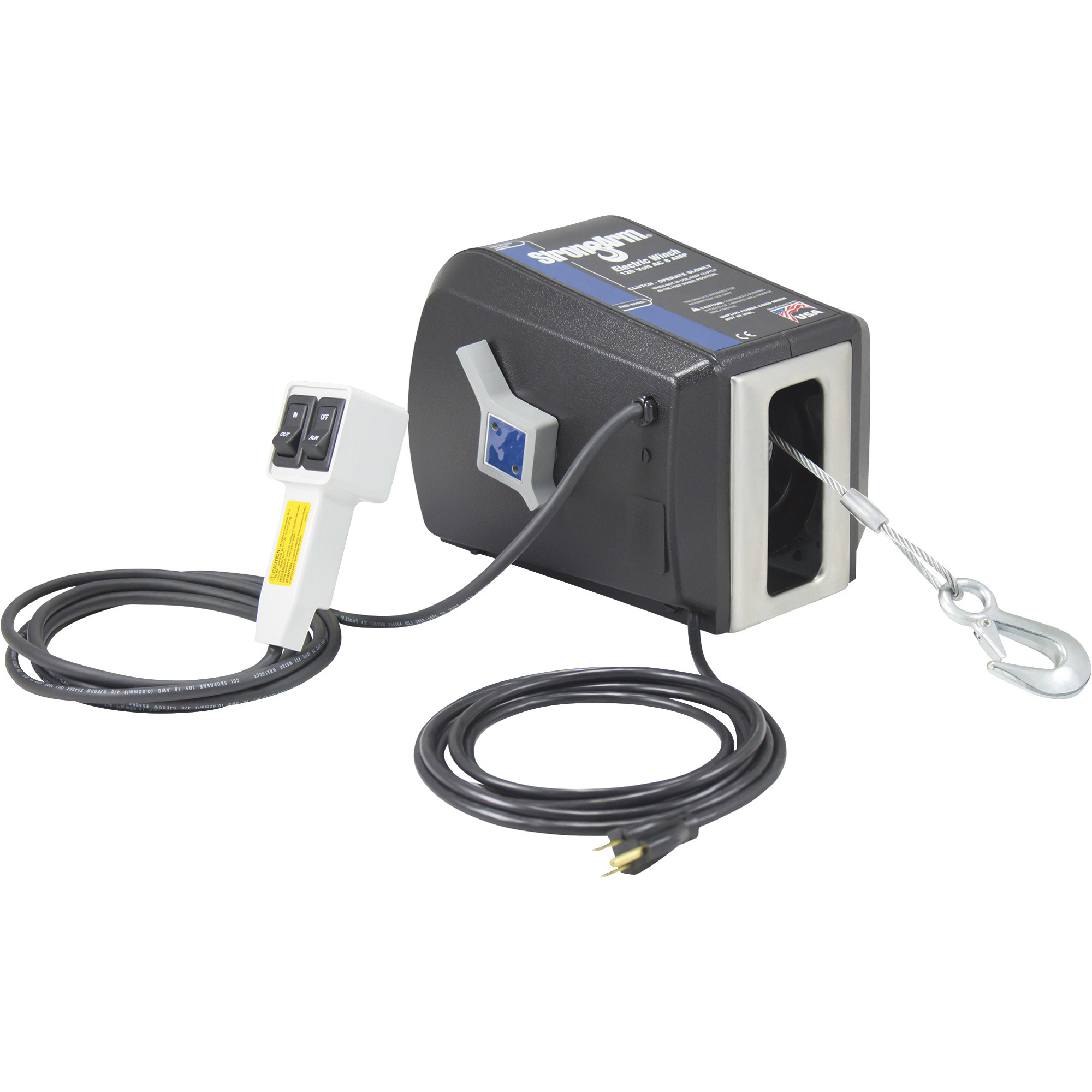 Dutton-Lainson StrongArm 120 Volt AC Powered Electric Winch with Remote, 1200-Lb. Capacity, Galvanized Aircraft Cable, Model# SA5015AC